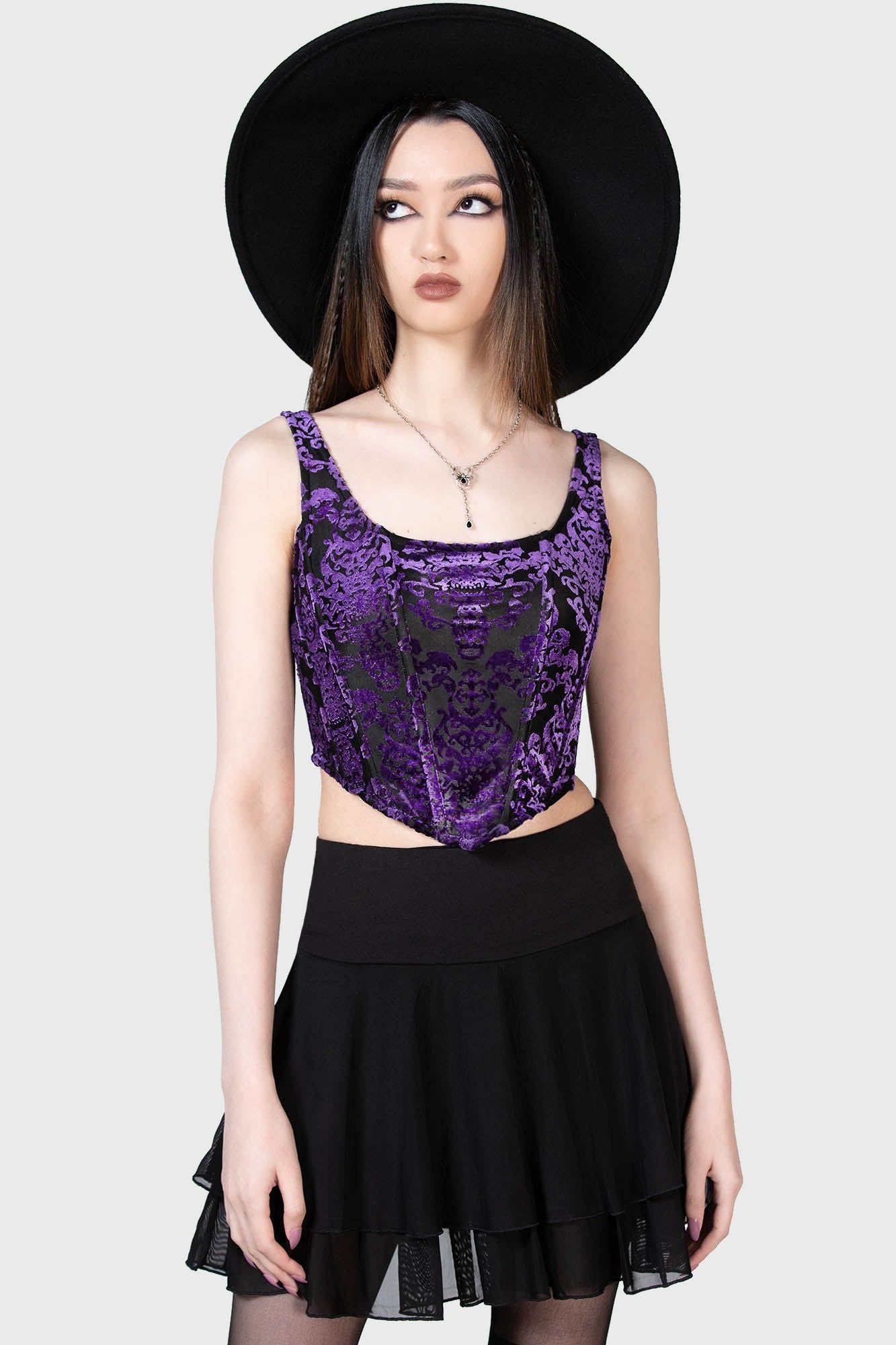 Killstar Snarl Corset Top Paars