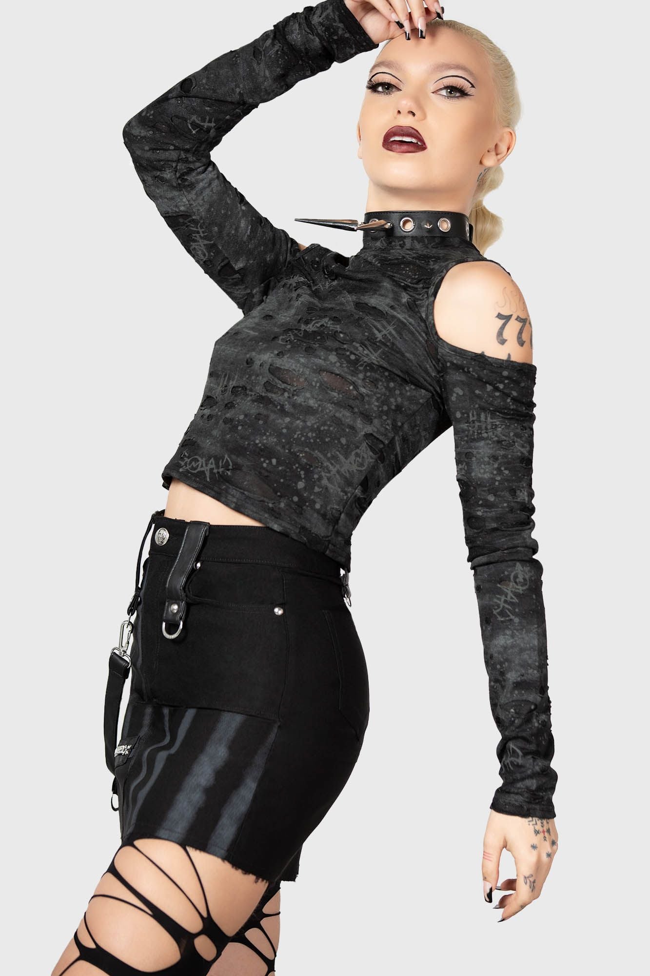 Killstar Punkster Cold Shoulder Top