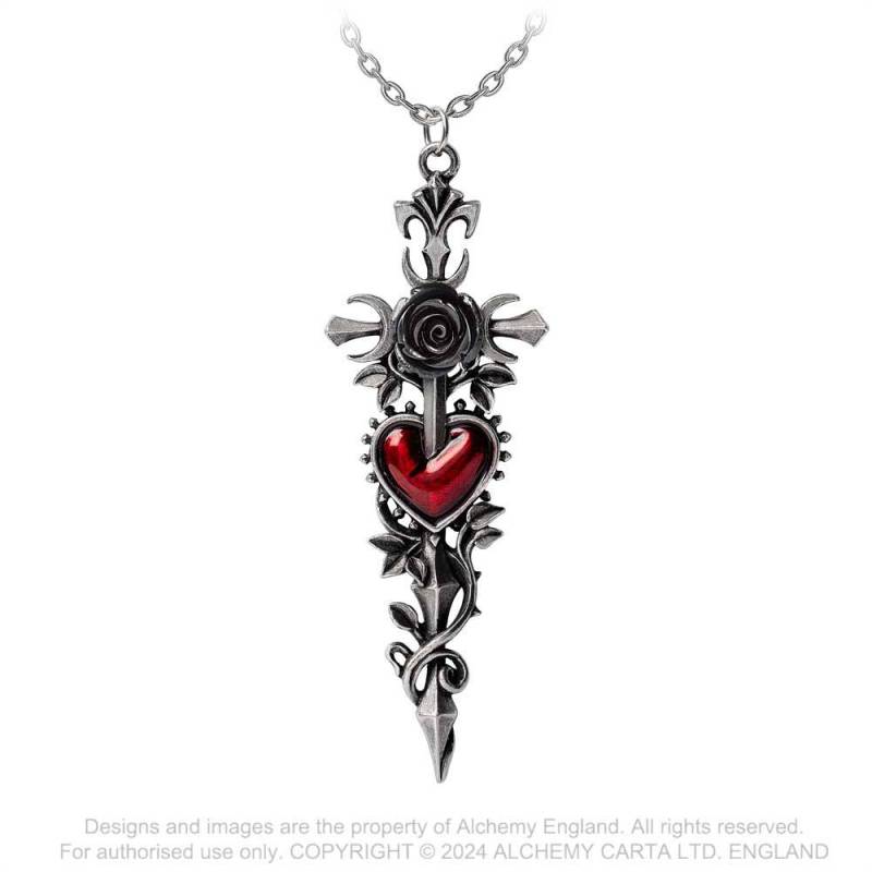 Cross of the Dark Kiss Halsketting