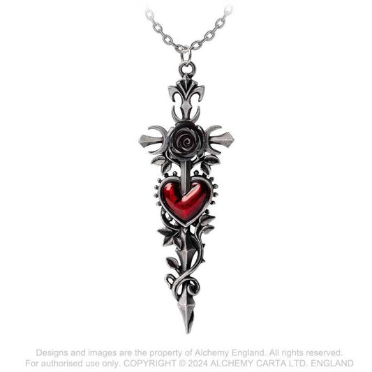 Cross of the Dark Kiss Halsketting