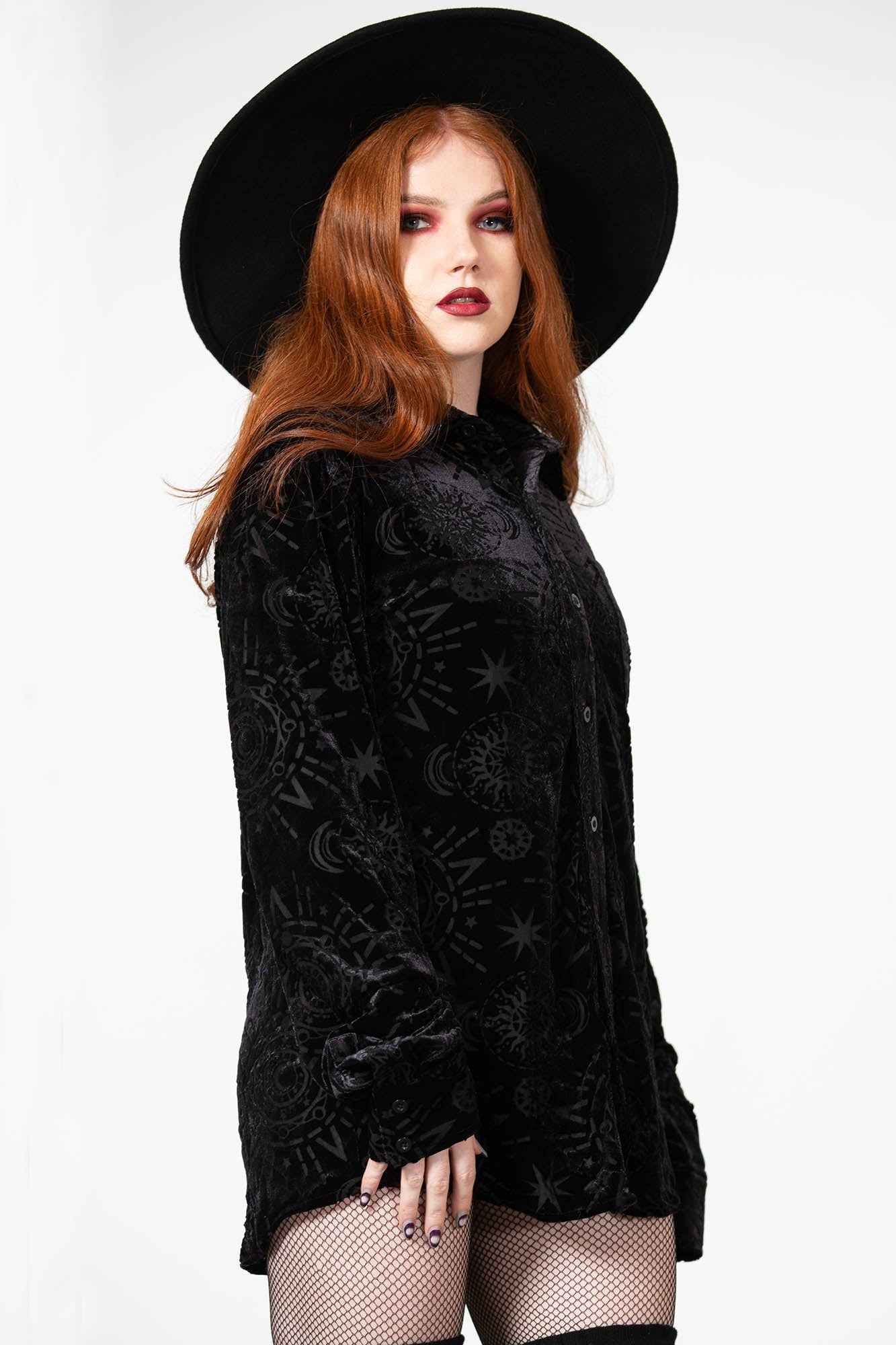 Killstar Alchemight Burnout Button-Up Shirt