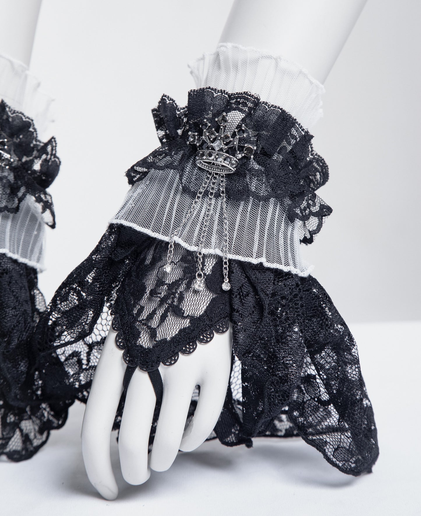 Crown Cuffs - Handschoenen Zwart - Wit