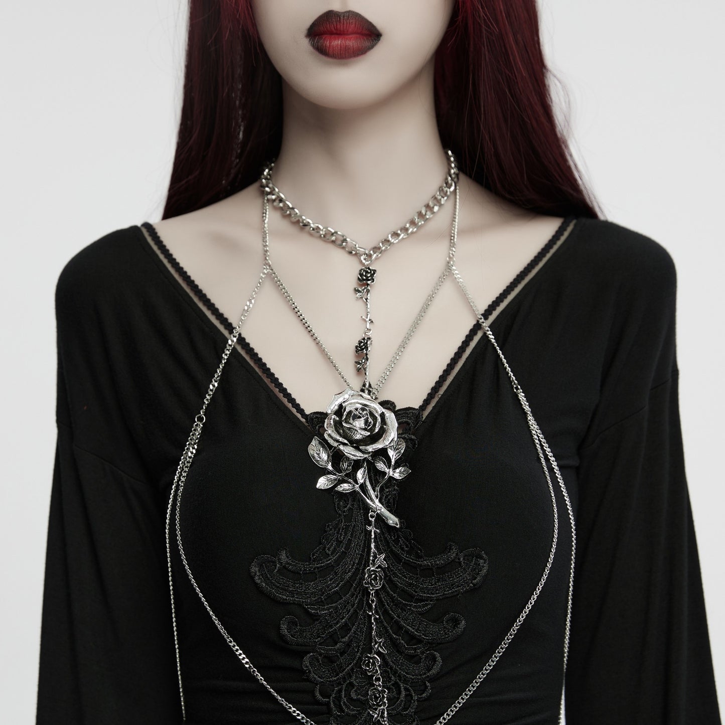 Silver Roses Chain Harness