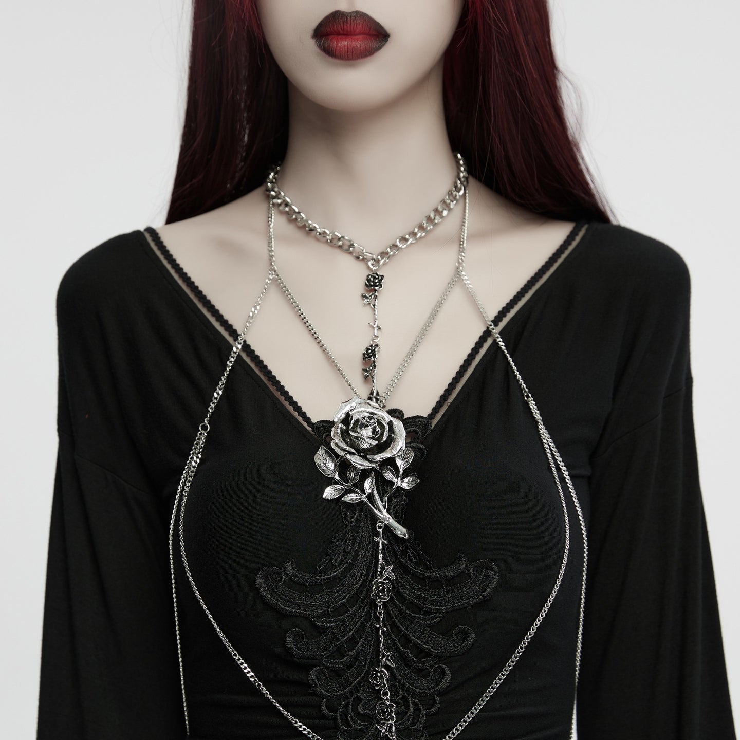 Silver Roses Chain Harness