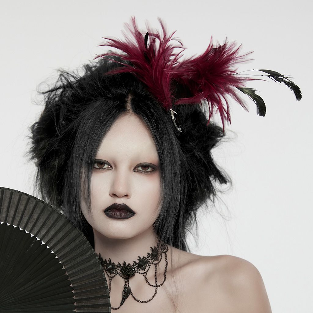Decadent Fascinator Red - Black