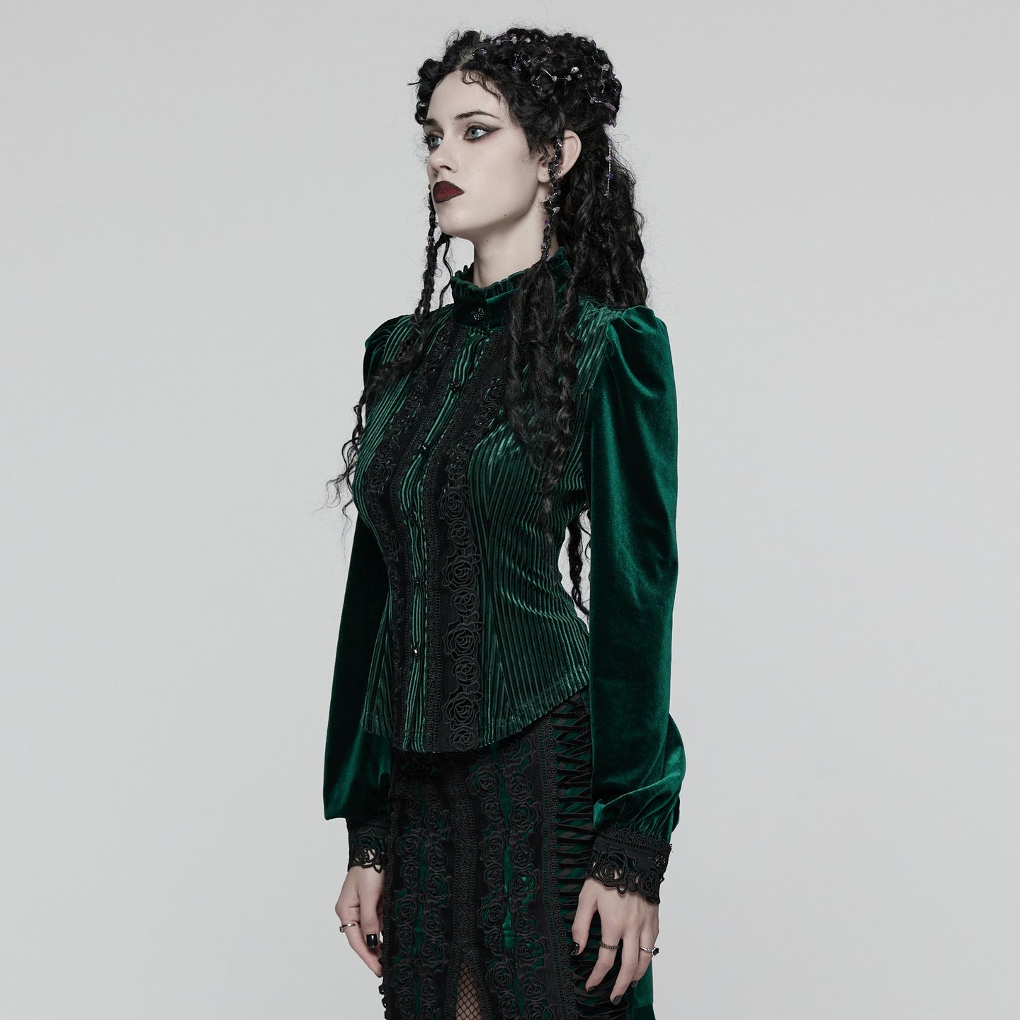 Punk Rave Hold Me Blouse Groen - Zwart