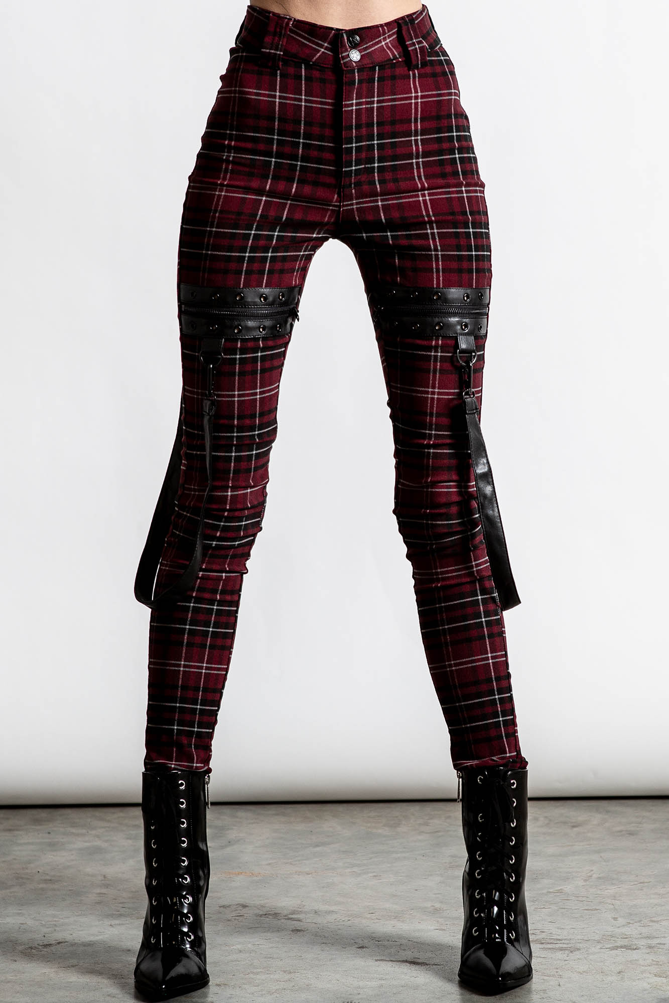 Dead Resistance Skinny Broek Blood Tartan