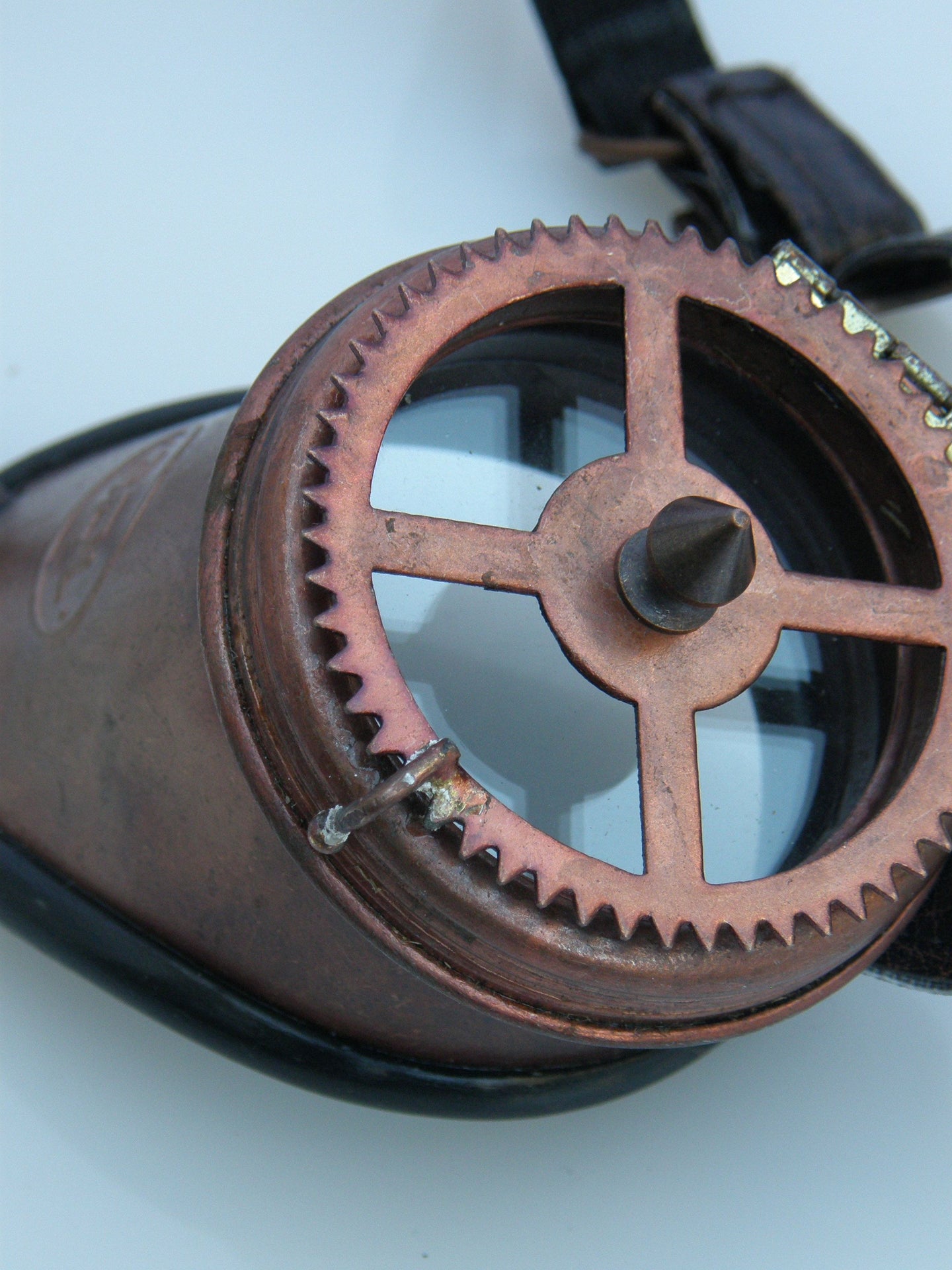 Steampunk Monocle with Cog & Spike Blue Lens