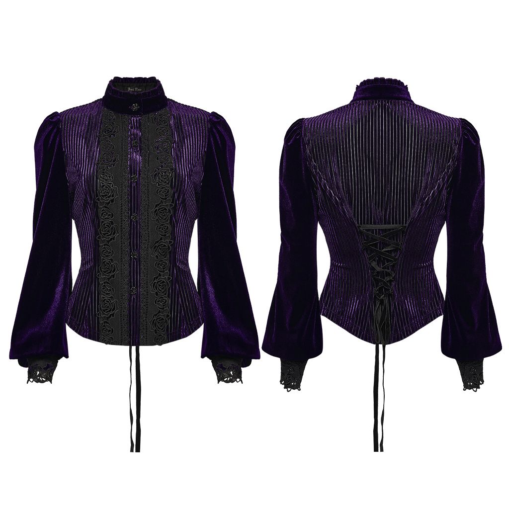 Punk Rave Hold Me Blouse Paars - Zwart