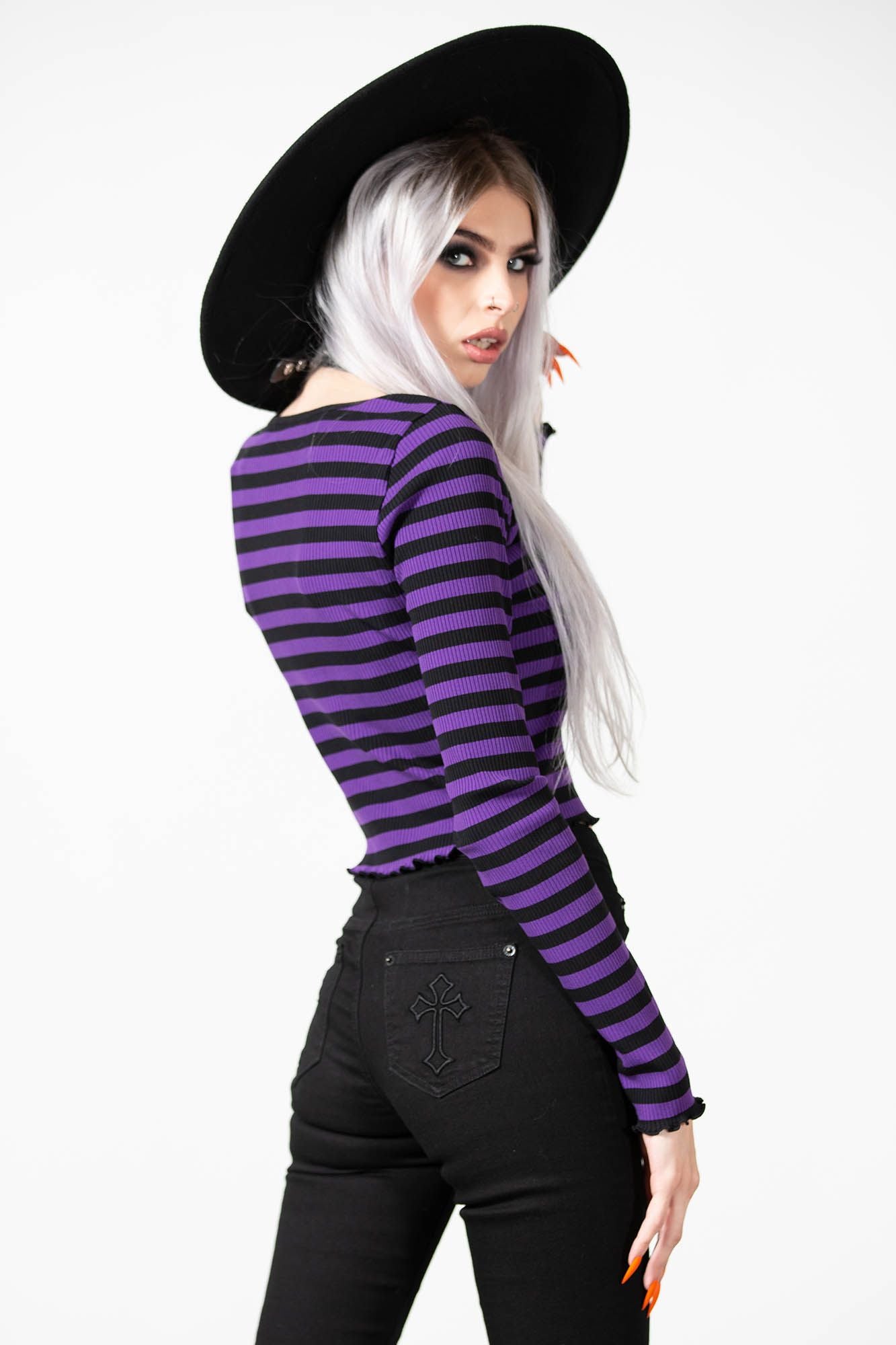 Killstar Chimera Long Sleeve Top Purple - Black
