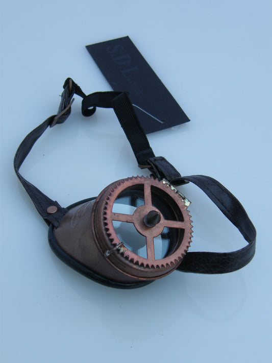 Steampunk Monocle Cog & Spike Blue Lens