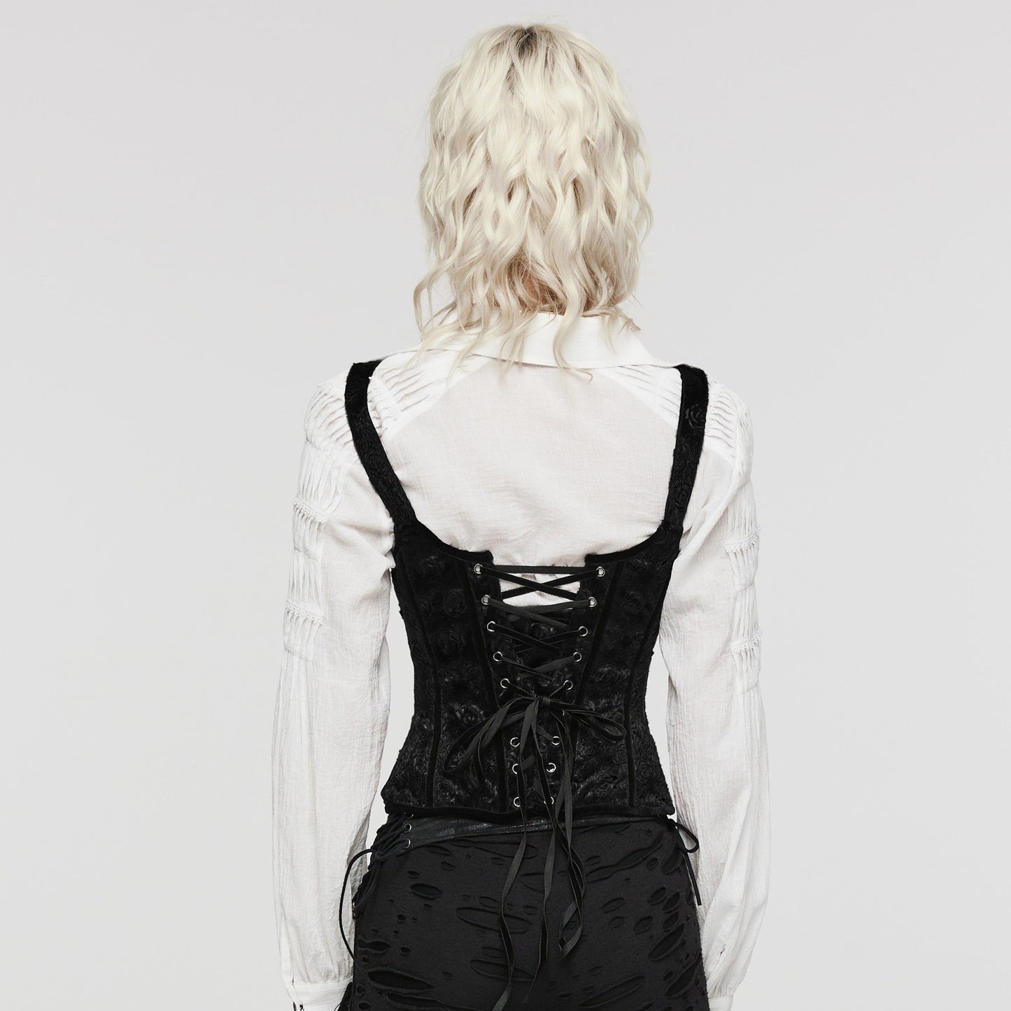 Roses Corset Vest Black