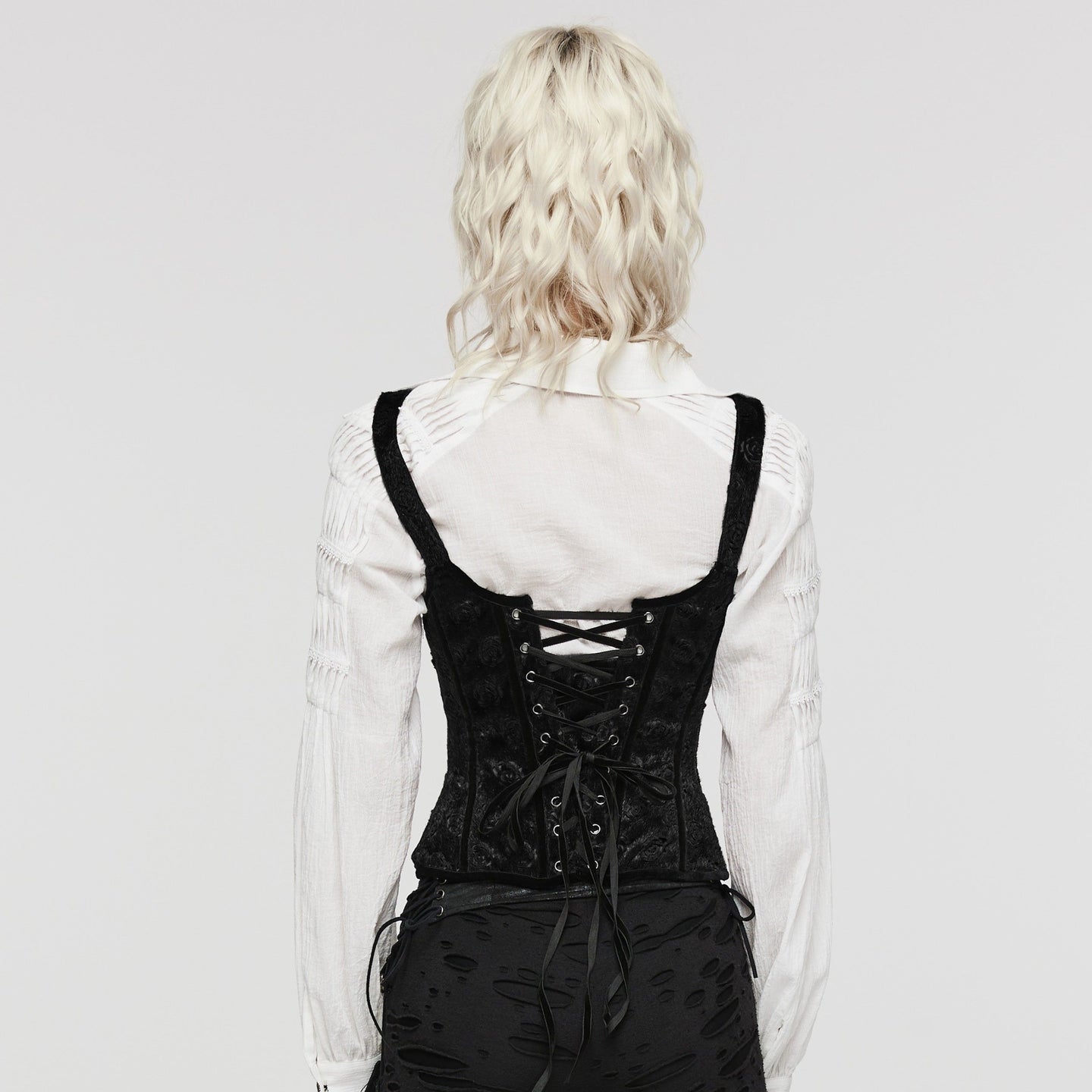 Roses Corset Vest Black