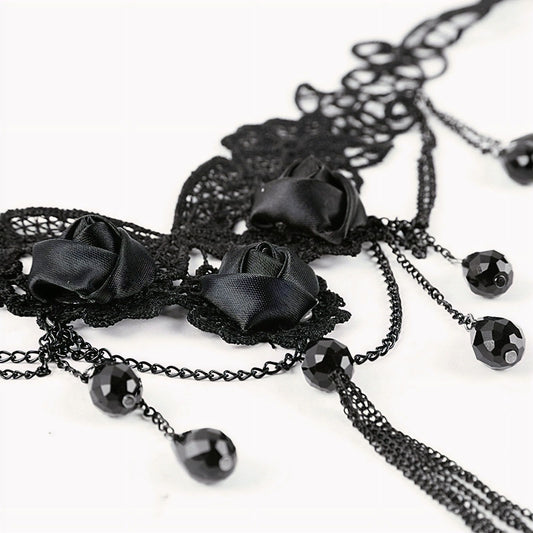 Punk Rave Black Roses Collier