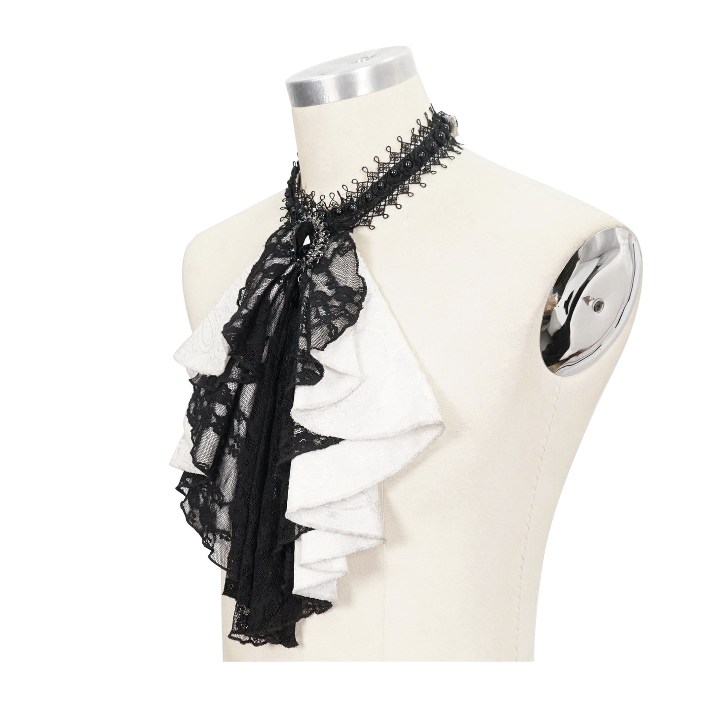 Devil Fashion Devoted Jabot Wit - Zwart