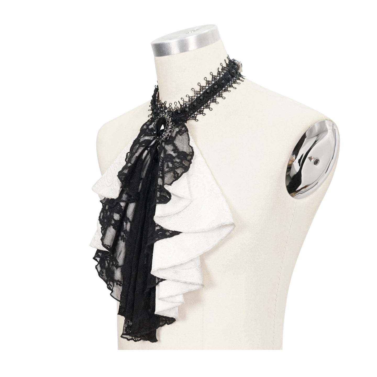 Devil Fashion Devoted Jabot Wit - Zwart