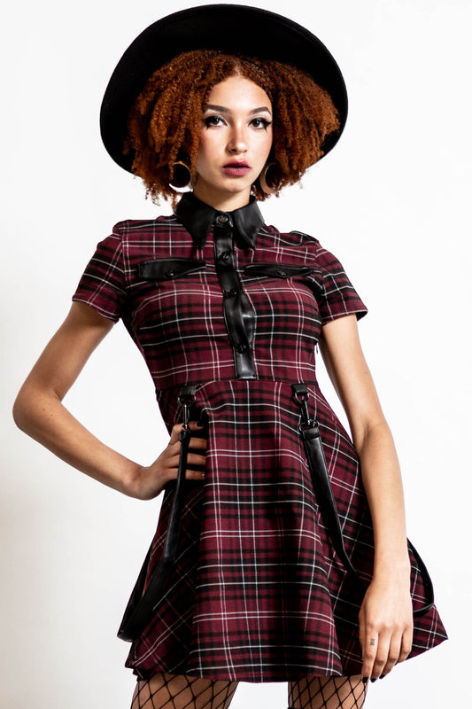 Killstar Menace Jurk Blood Tartan