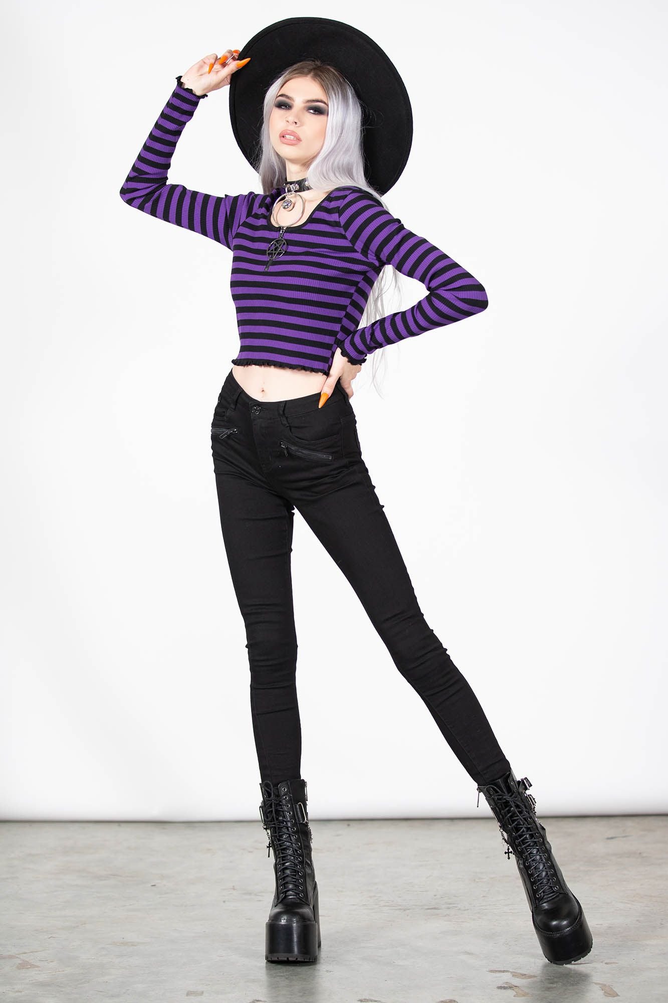 Killstar Chimera Long Sleeve Top Purple - Black