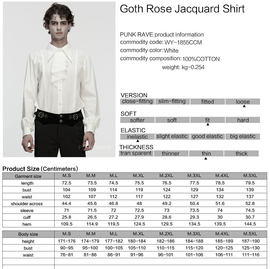 Punk Rave WY-1855 Victorian shirt with product material and size information.