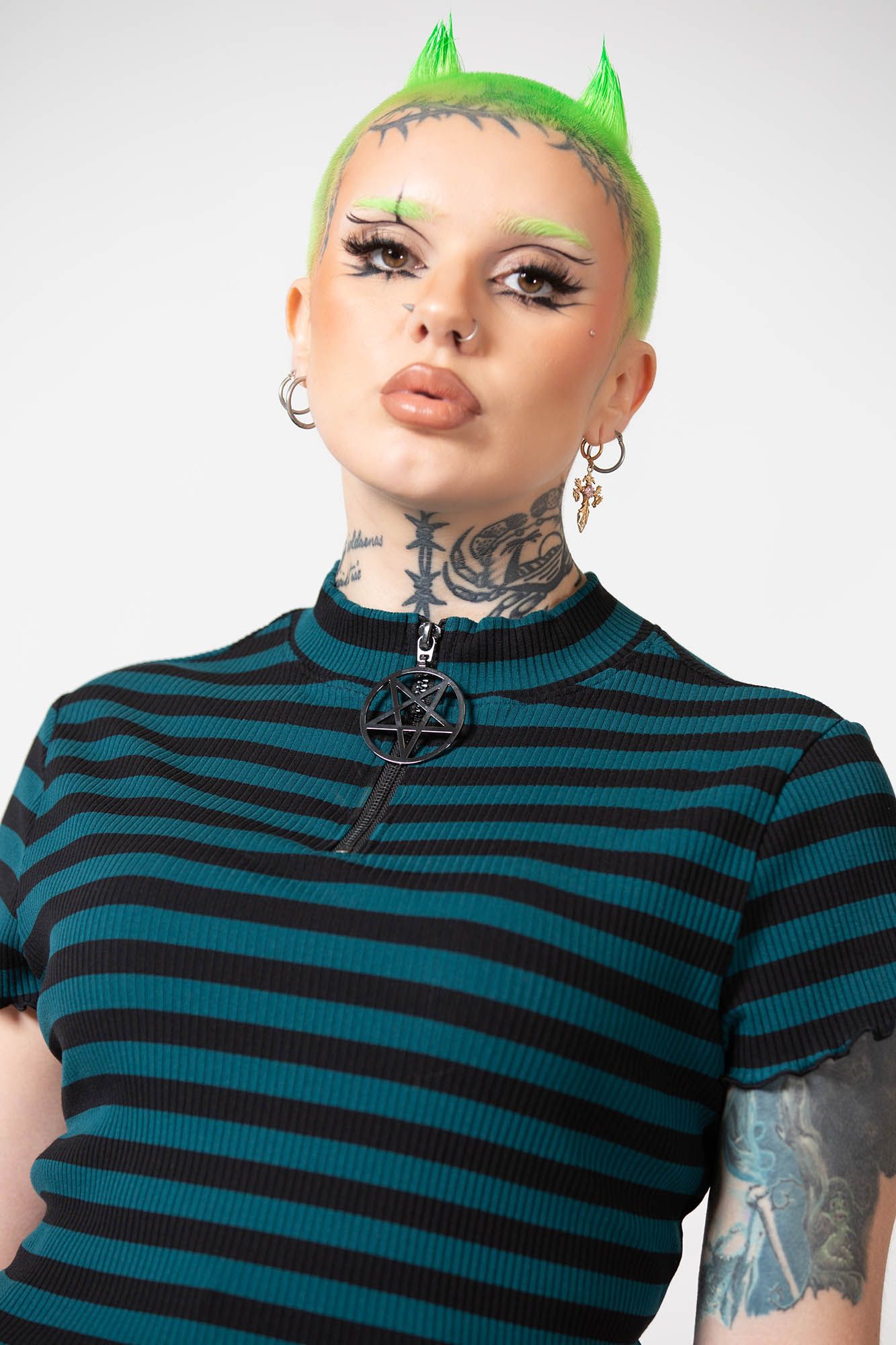 Killstar Malkin Crop Top Green - Black