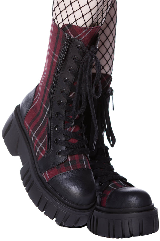 Killstar Kick the Bucket Laarzen Blood Tartan