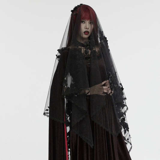 Black Flowers Mourning Veil