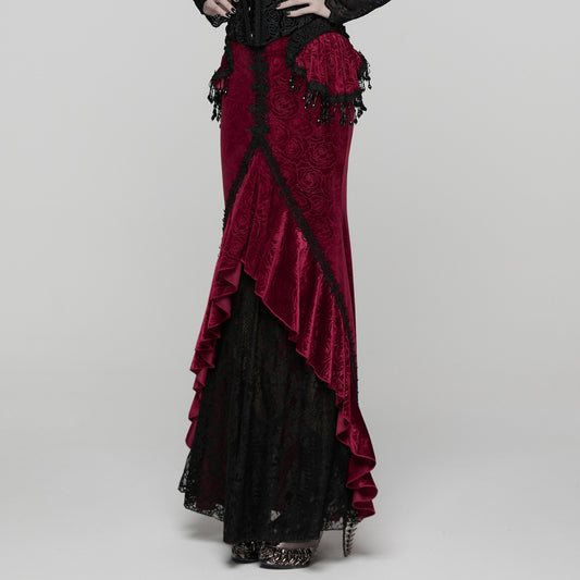 Empress Maxi Rok Rood - Zwart