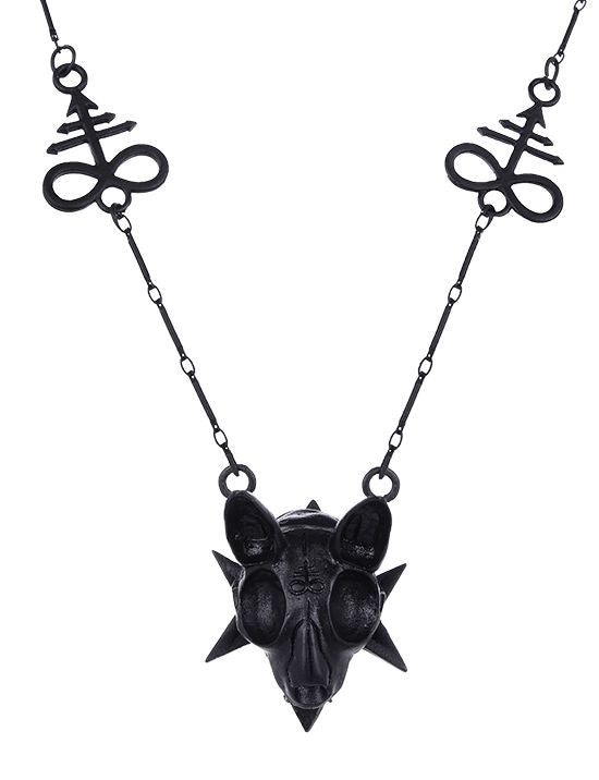 Cat Skull Black Necklace