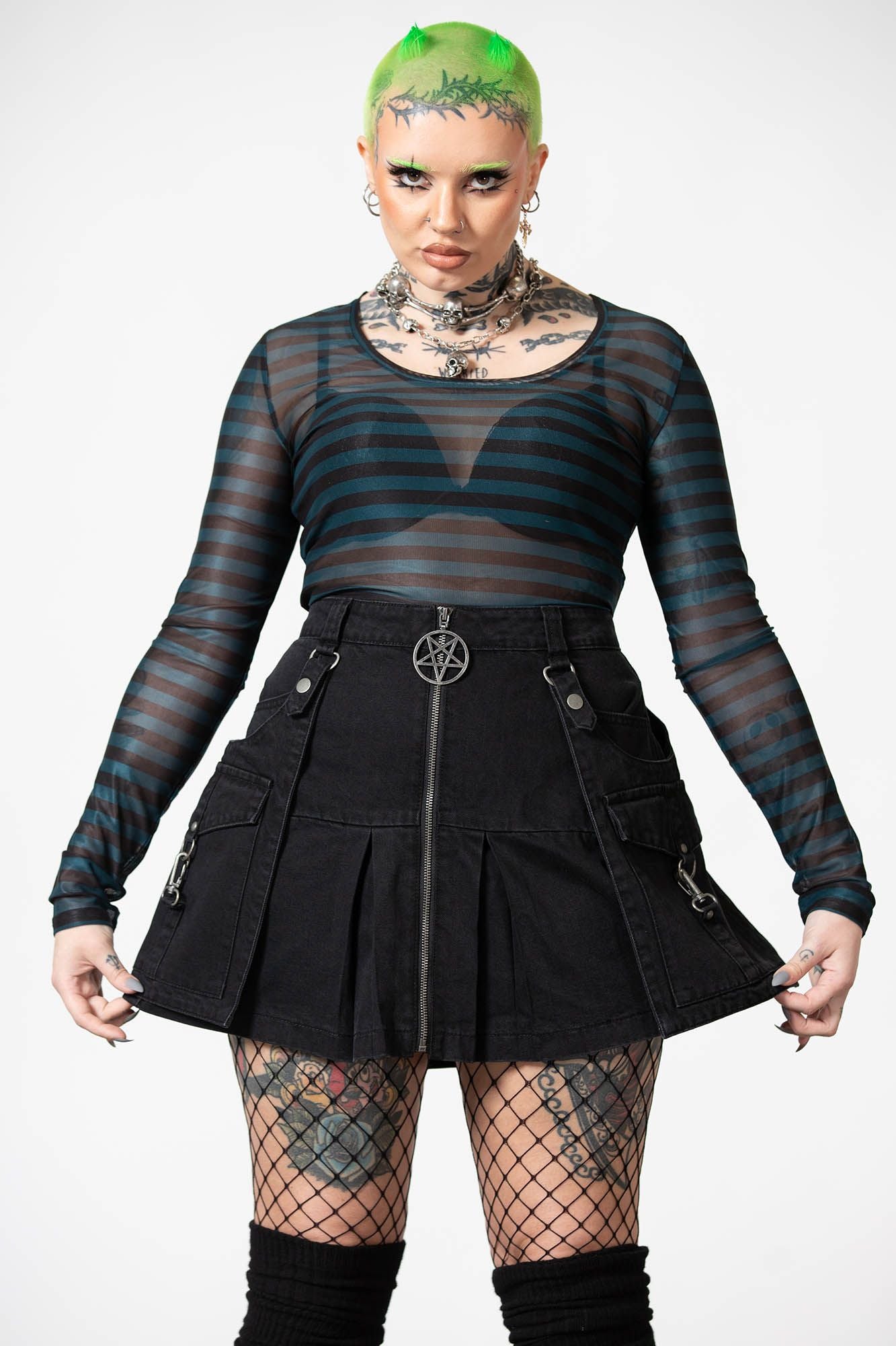 Killstar Astraios Mesh Top Green - Black