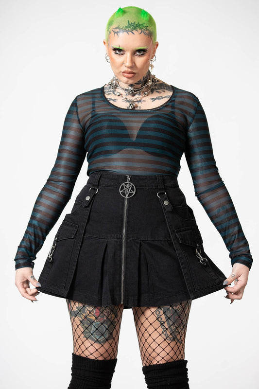Killstar Astraios Mesh Top Groen - Zwart
