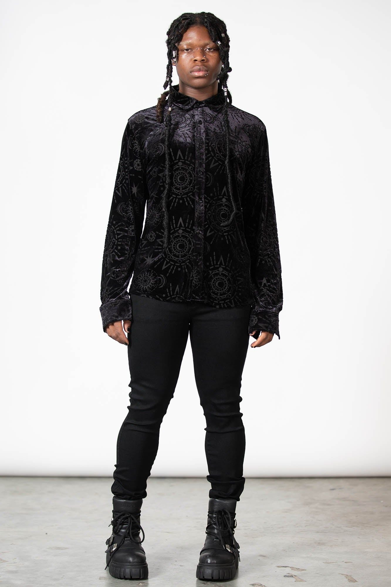 Killstar Alchemight Burnout Button-Up Shirt