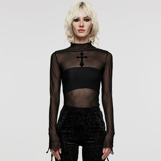 Black Cross Mesh Top II