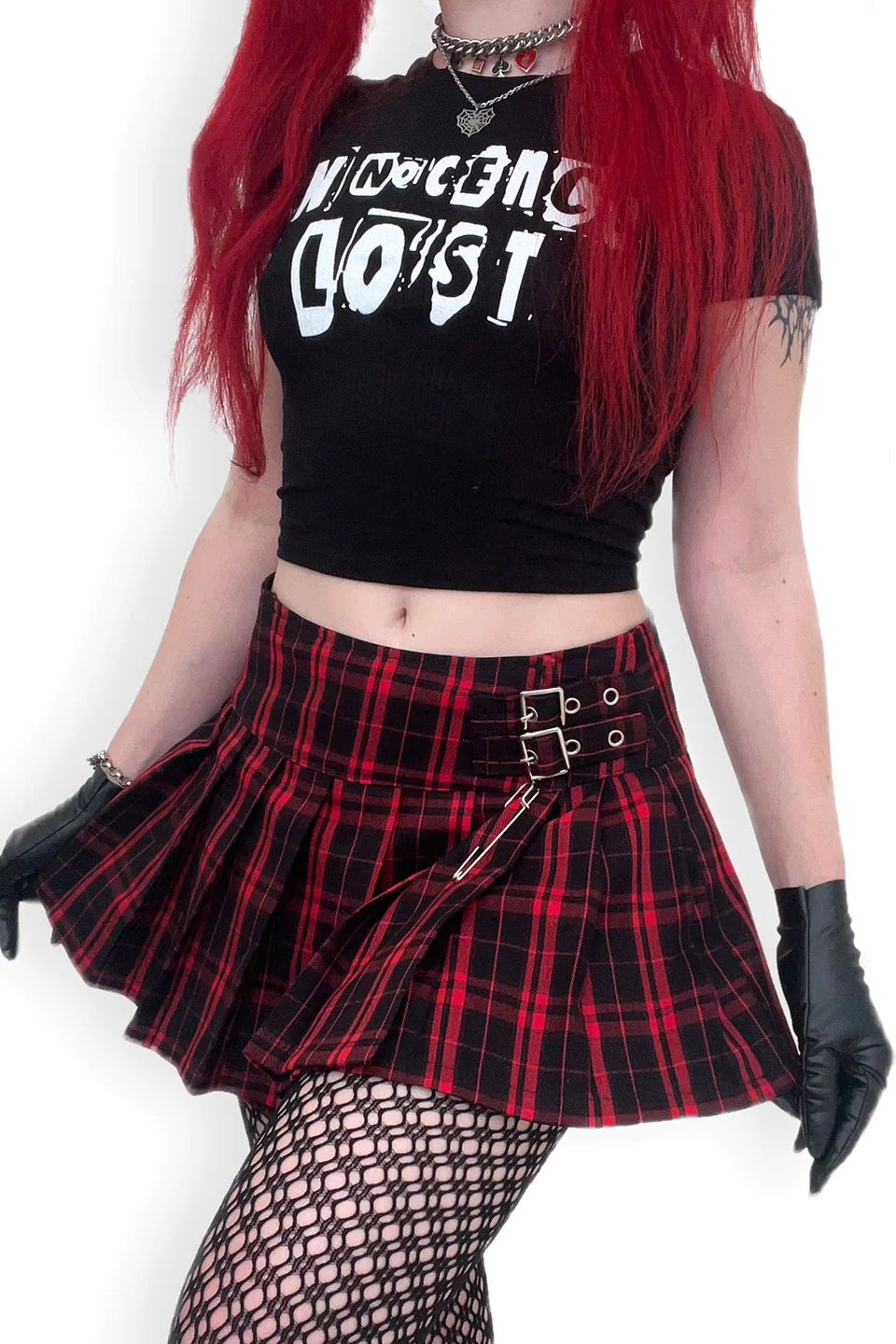 World's End Pleated Mini Skirt Black - White 