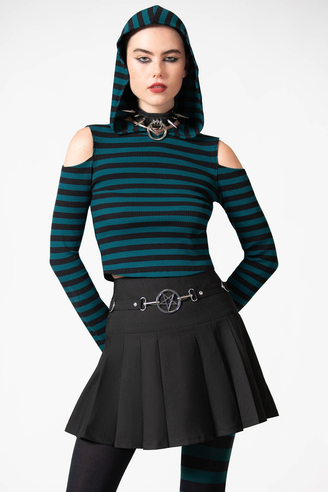 Killstar Zephyr Hooded Top Groen - Zwart