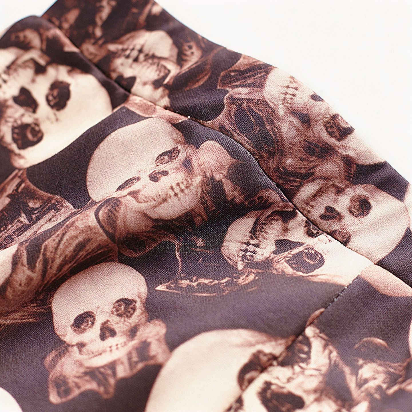 Skulls Leggings Brown - White K-259CO