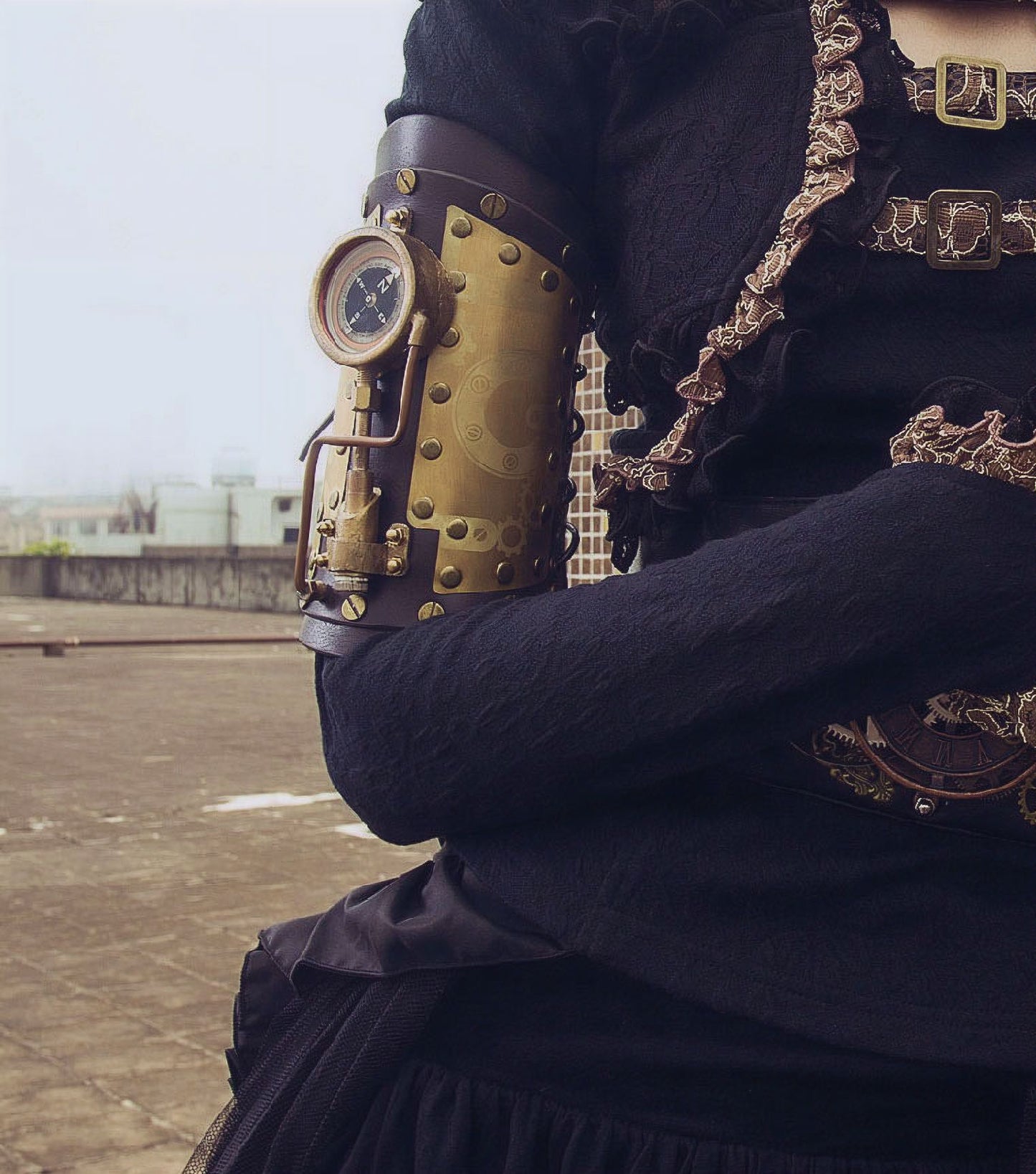 Steampunk Arm Guard Donkerbruin