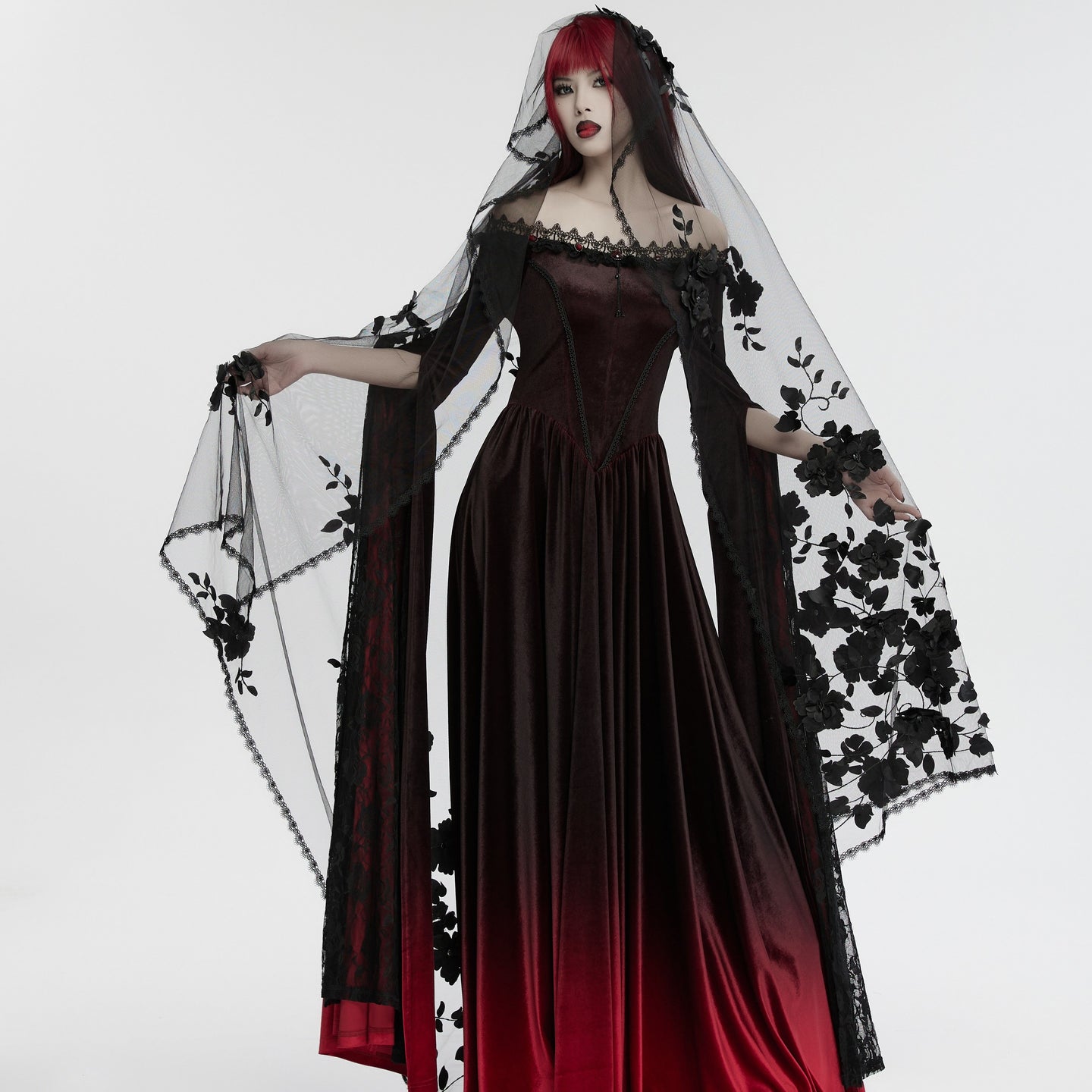 Black Flowers Mourning Veil