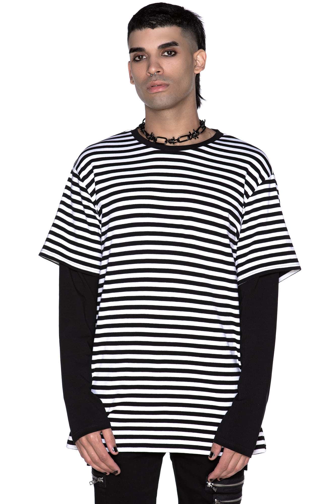 Killstar Maxen Long Sleeve Top Zwart - Wit
