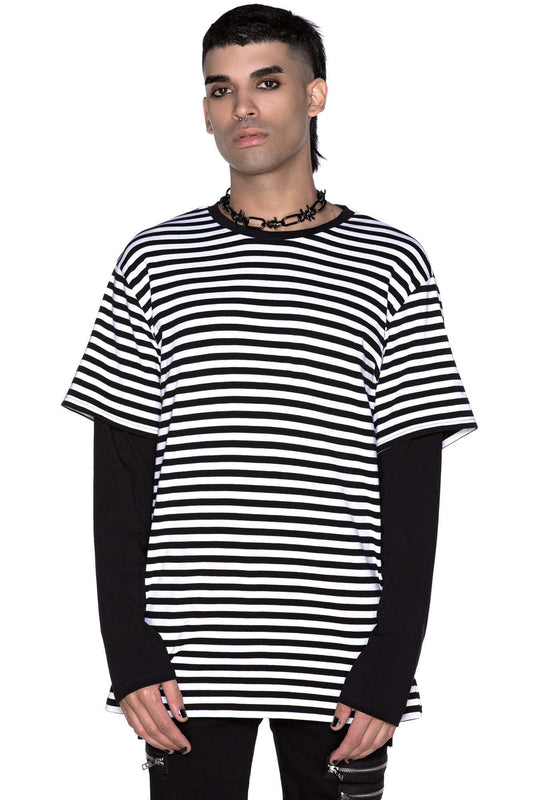 Killstar Maxen Long Sleeve Top Zwart - Wit