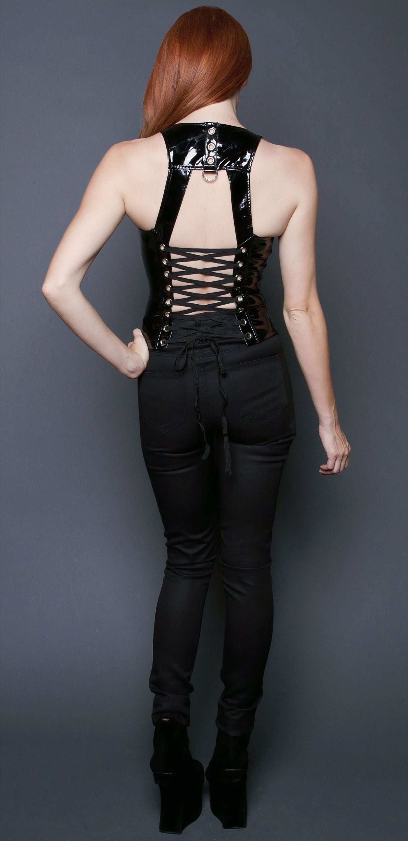 Hardcore Racer Back Cami Top Gun Metal