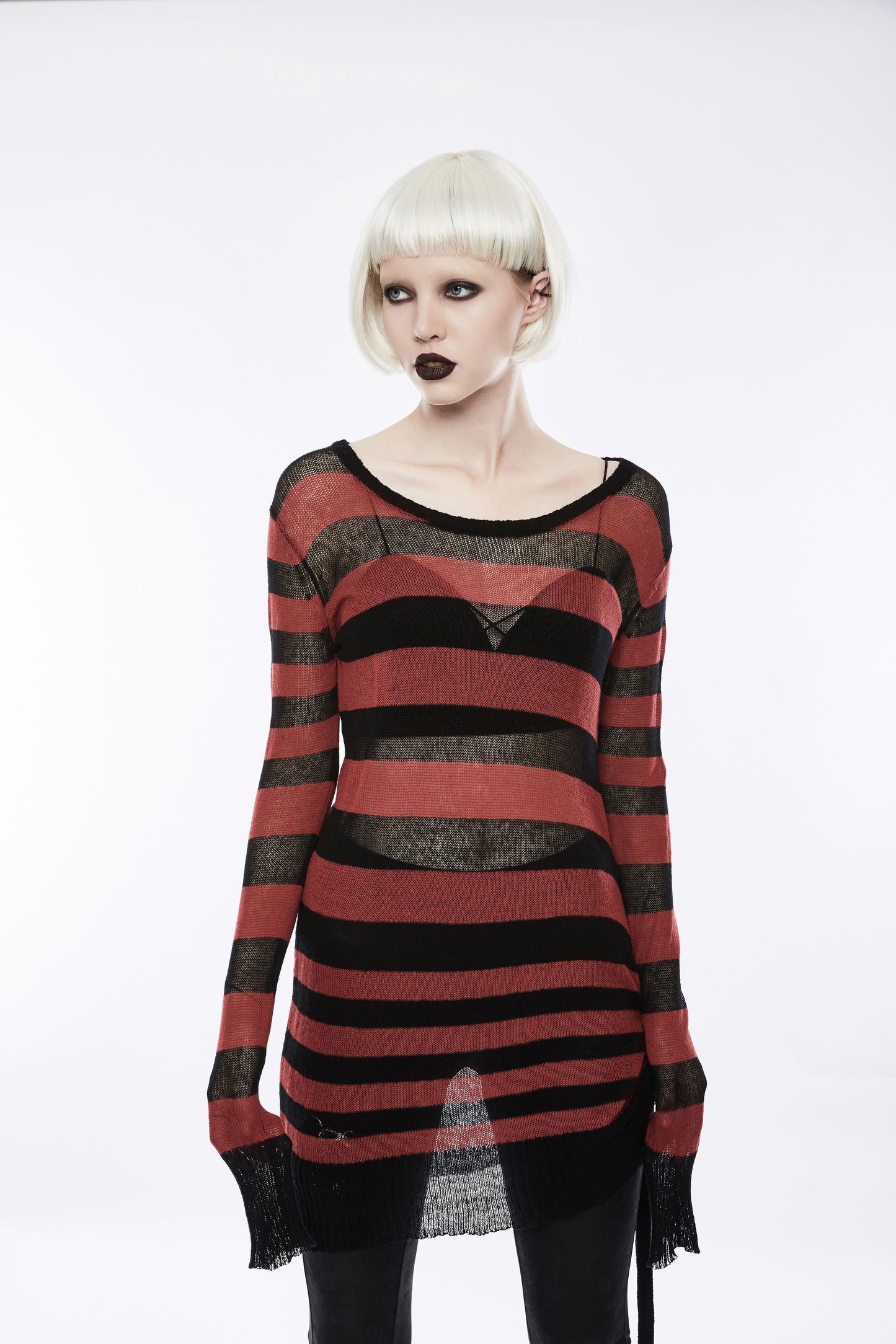 Divided Sweater Zwart - Rood