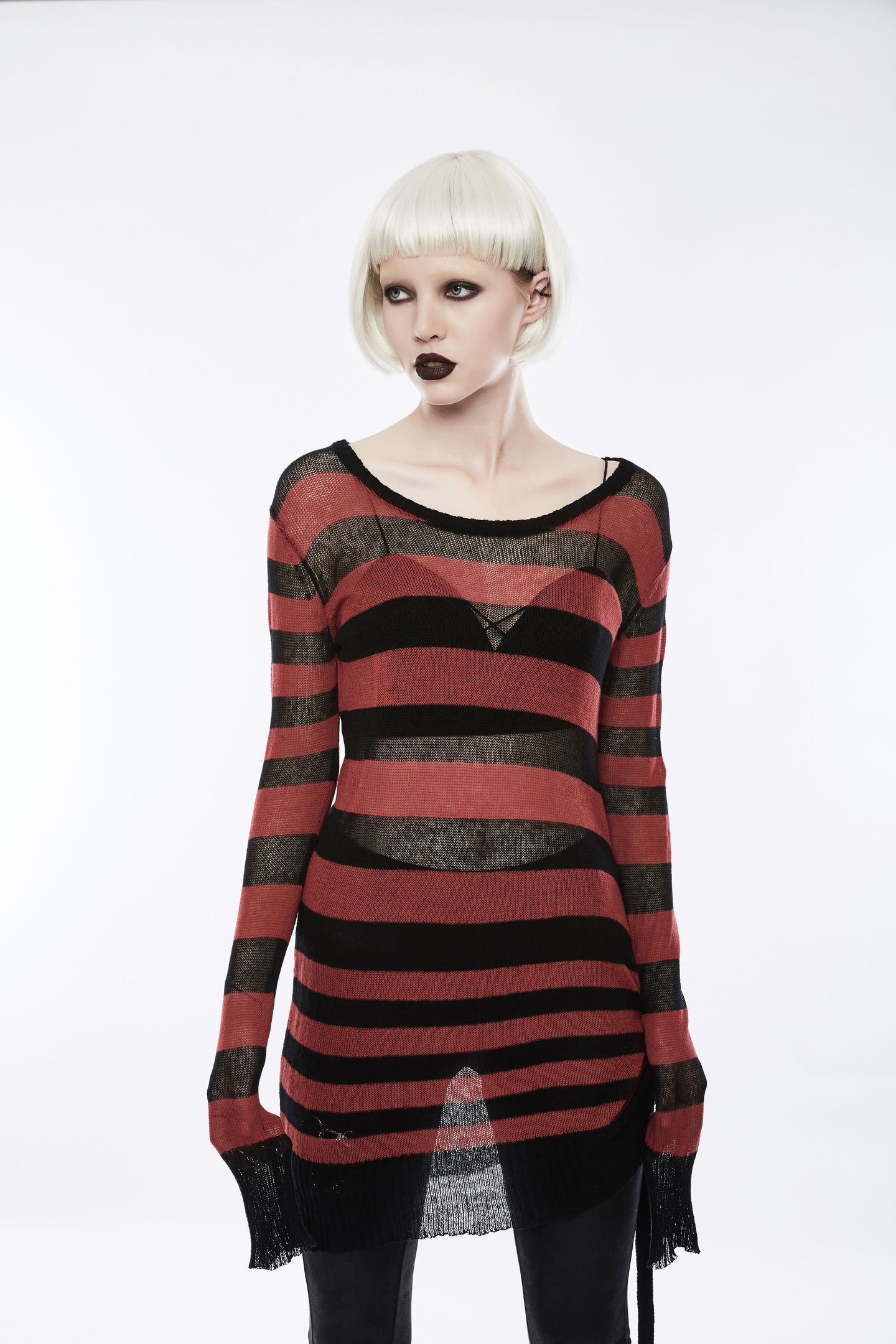 Divided Sweater Zwart - Rood