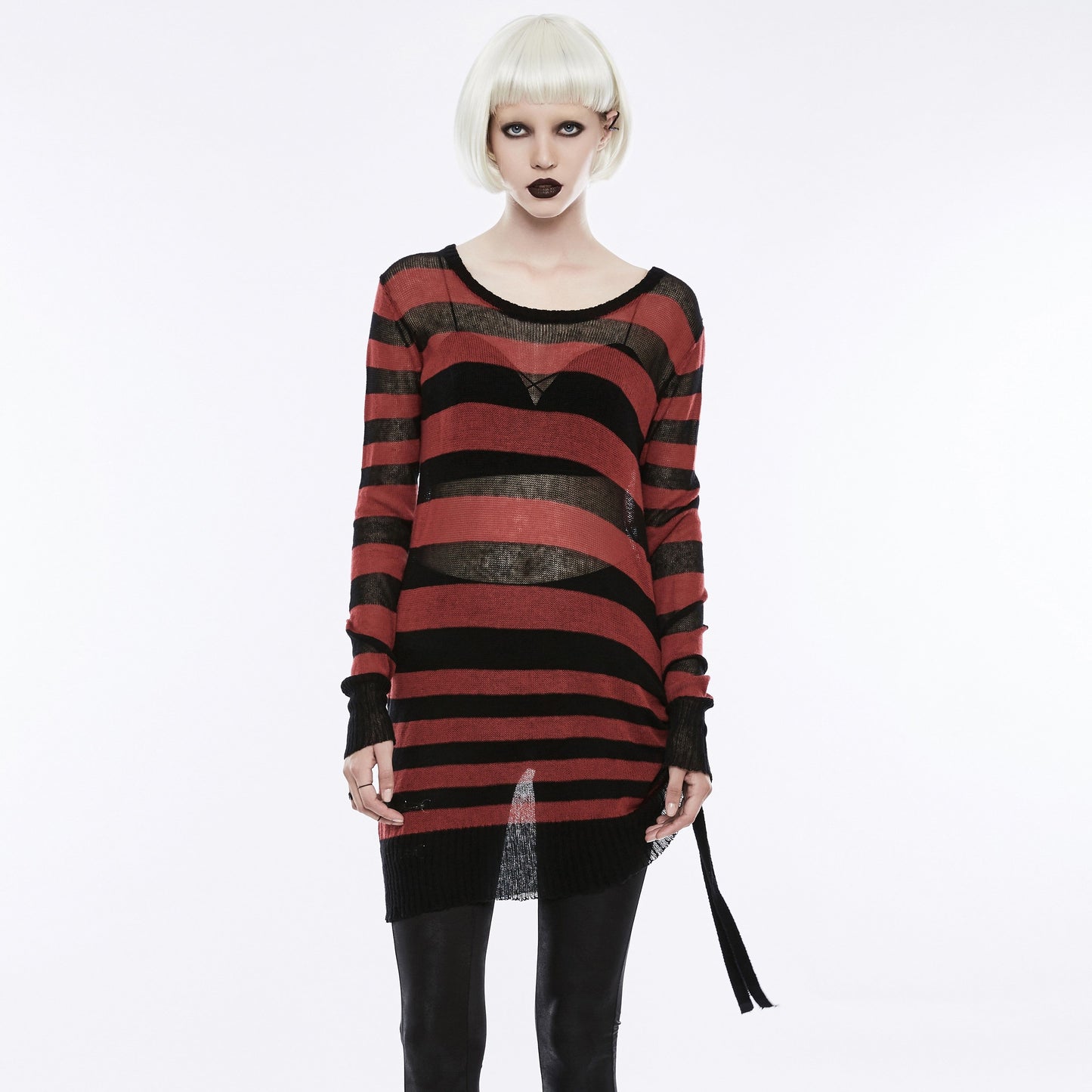 Divided Sweater Zwart - Rood