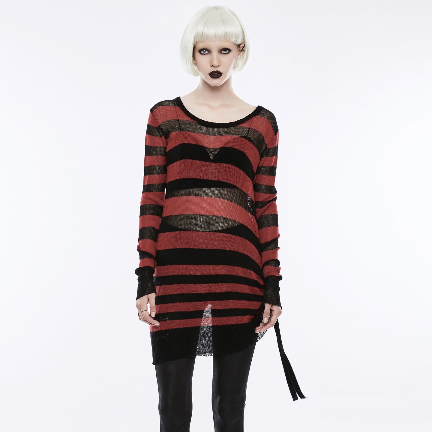 Divided Sweater Zwart - Rood