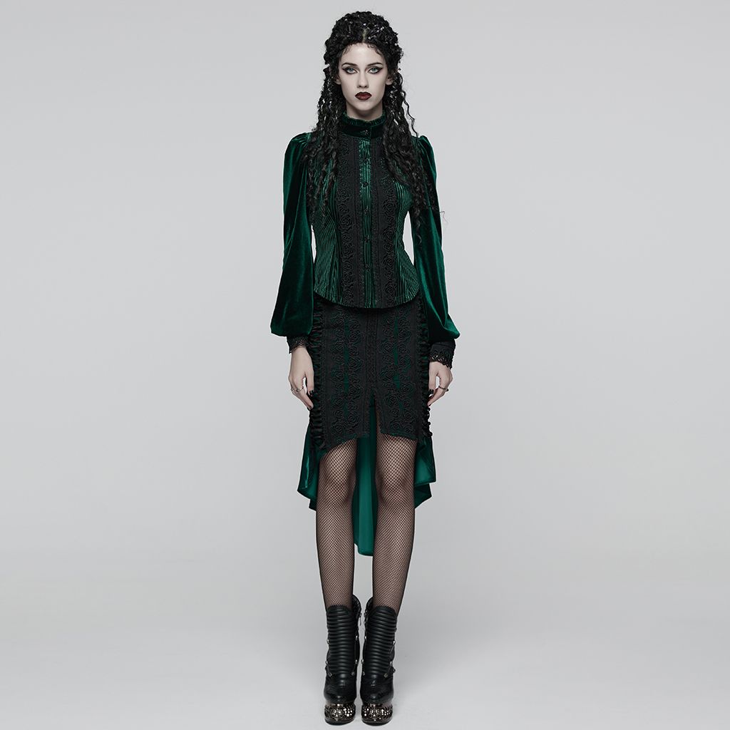 Punk Rave Hold Me Blouse Groen - Zwart