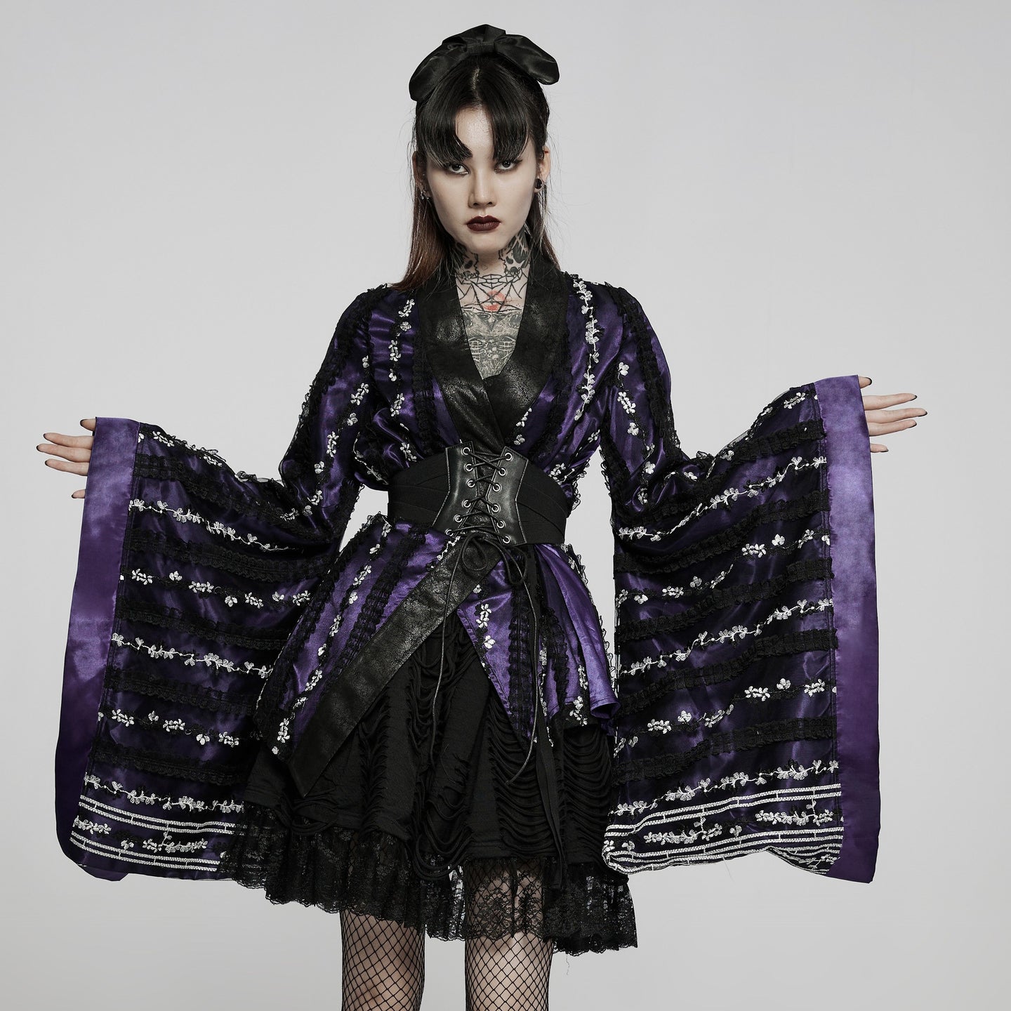 Blossom Kimono Top Purple - Black