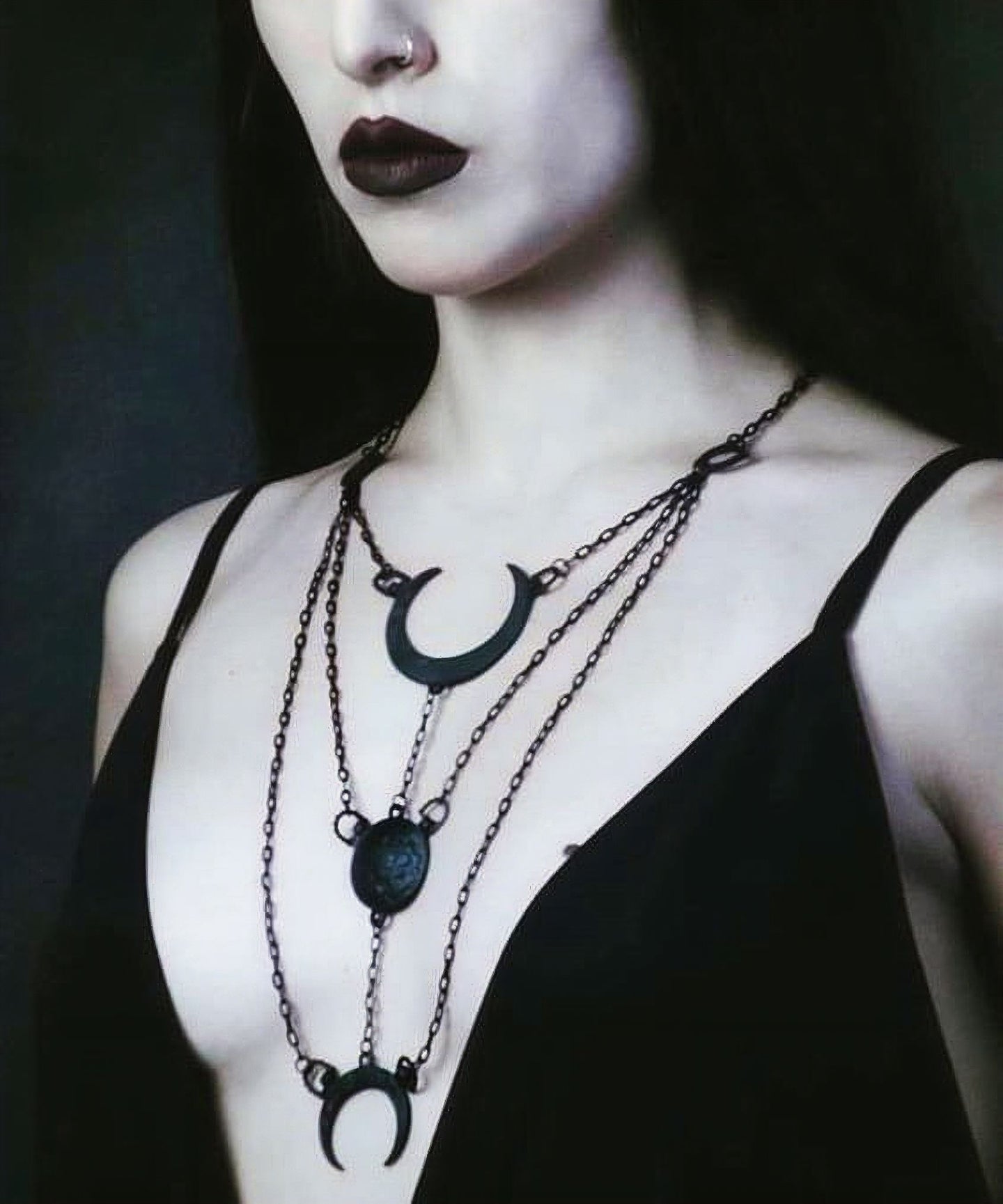 Moon Phases Black Halsketting