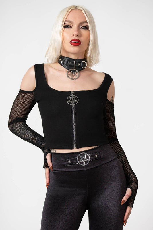 Killstar Skeptica Cold Shoulder Top