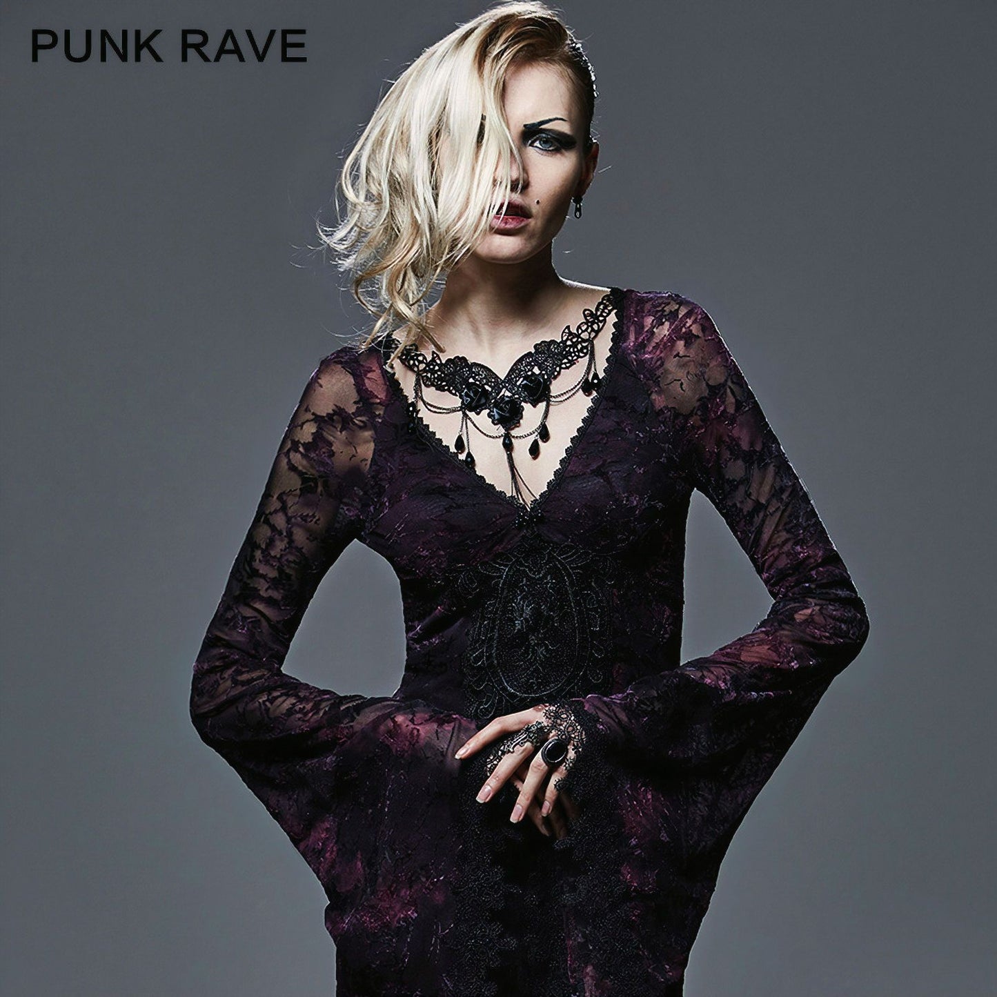 Punk Rave Black Roses Collier