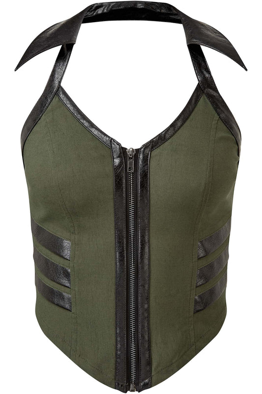 Killstar Anita Ammo Haltertop Khaki